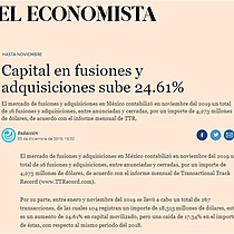 Capital en fusiones y adquisiciones sube 24.61%